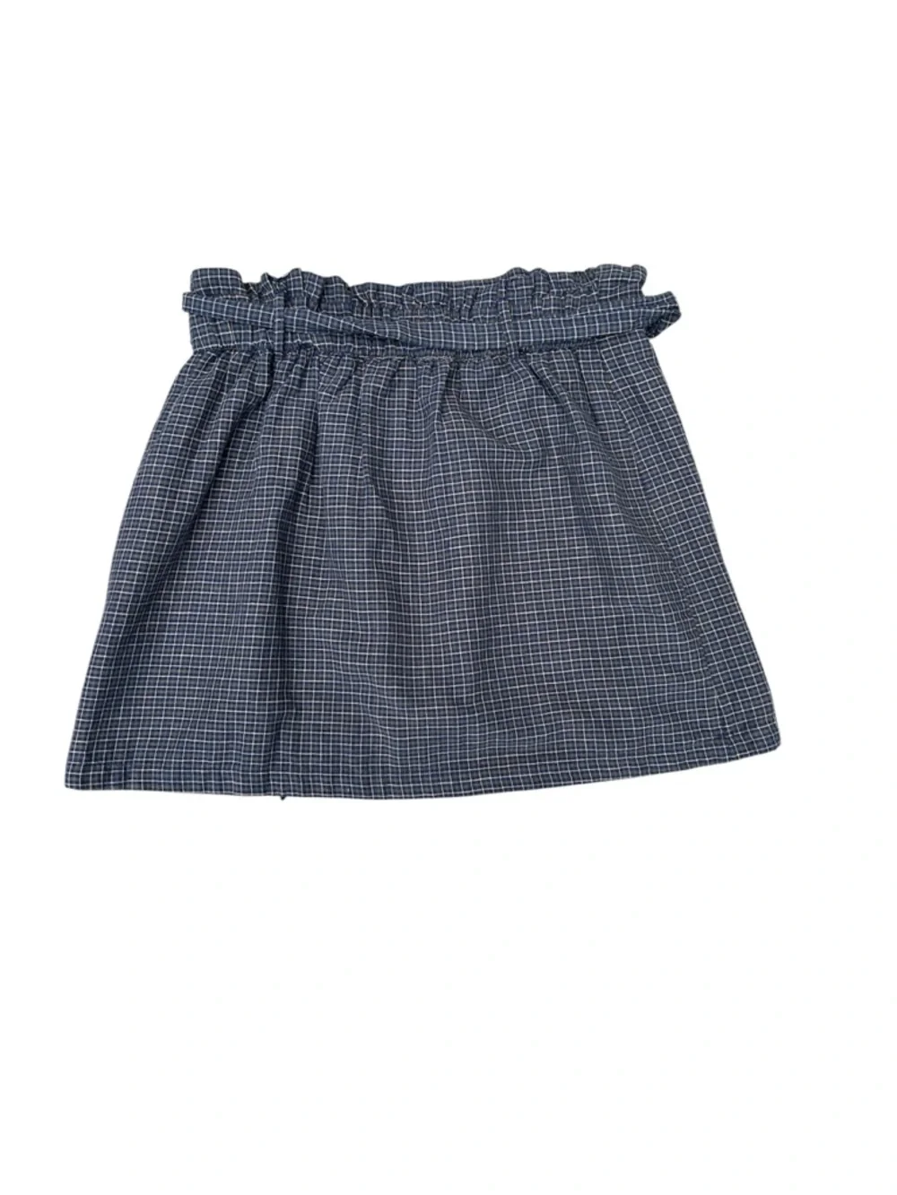 American Eagle  Women's Large Navy Blue Green Plaid Belted Paperbag Waist Skirt